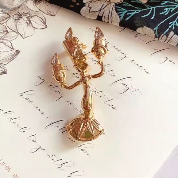 Betsey Johnson Beauty&Beast Gold Candleholder Brooch - Picture 5 of 15